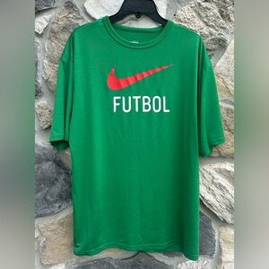 Nike Fit Dry Mens Shirt Size M Futbol Soccer Green Red Performance Lightweight